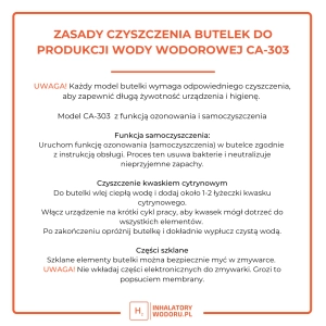 Szklana butelka wodorowa CA-303 niebieska czyszczenie